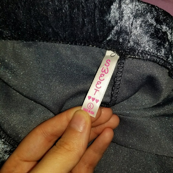 Gray blue velvet leggings. - Picture 2 of 2